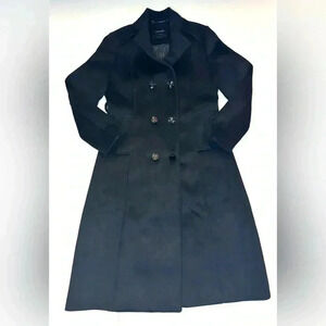 Escalier Women Wool Blend Coat Double Breasted Pea Coat Winter Long Trench Coat